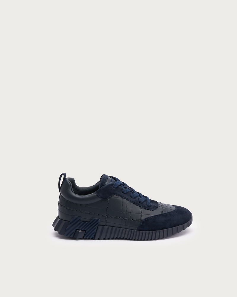 Hermes H Plaid Sneaker — Navy
