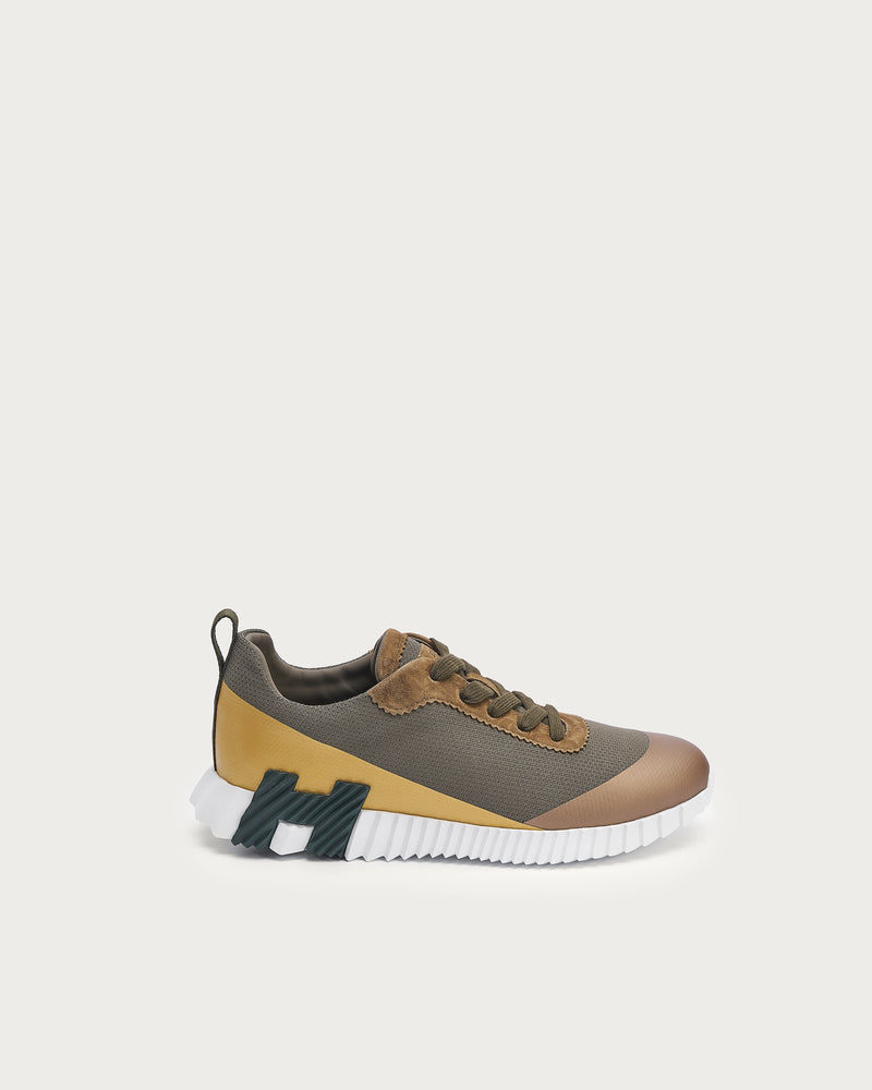 Hermes Mesh Runner H-Clip Sneaker — Olive