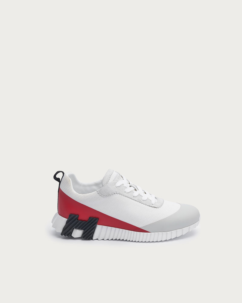 Hermes Mesh Runner H-Clip Sneaker — White-Red