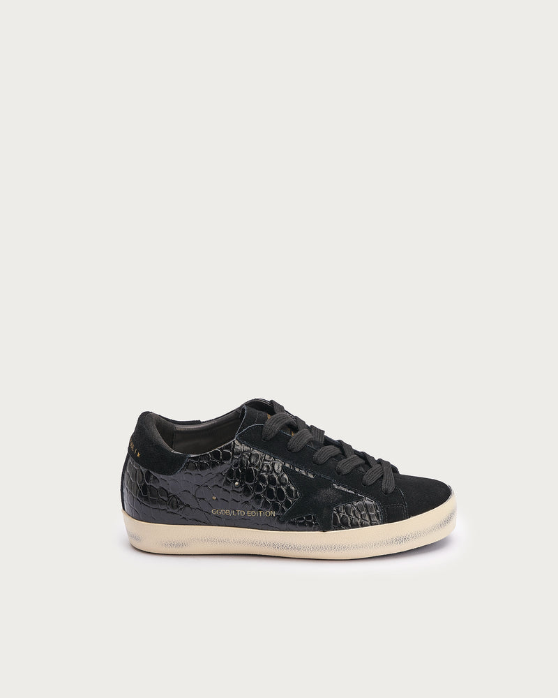 Golden Goose Superstar Sneaker — Black-Croc