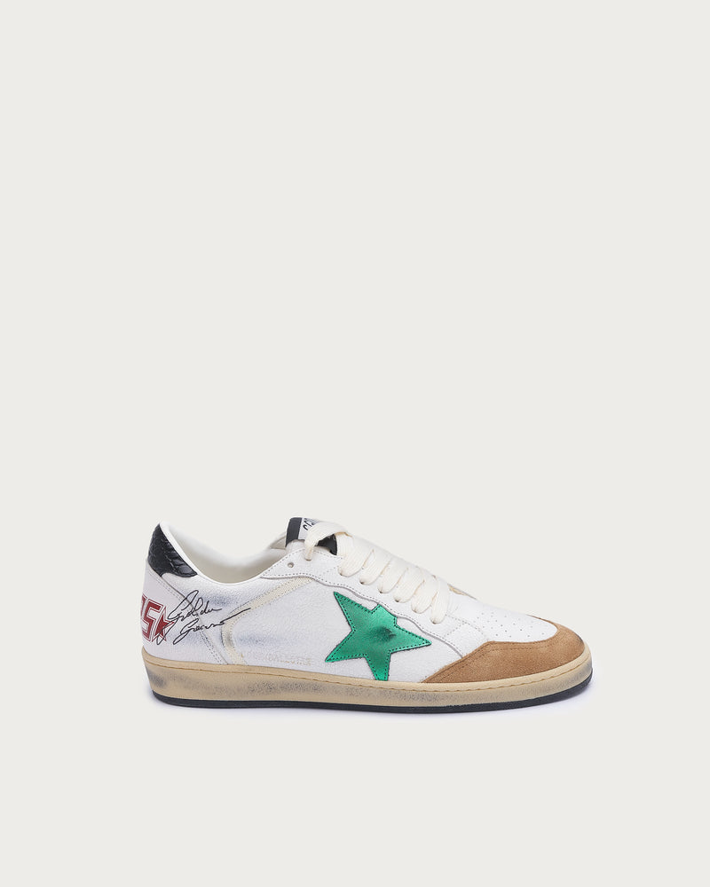 Golden Goose Ball Star Sneaker (Men's Sizing) — White-Greenglitter