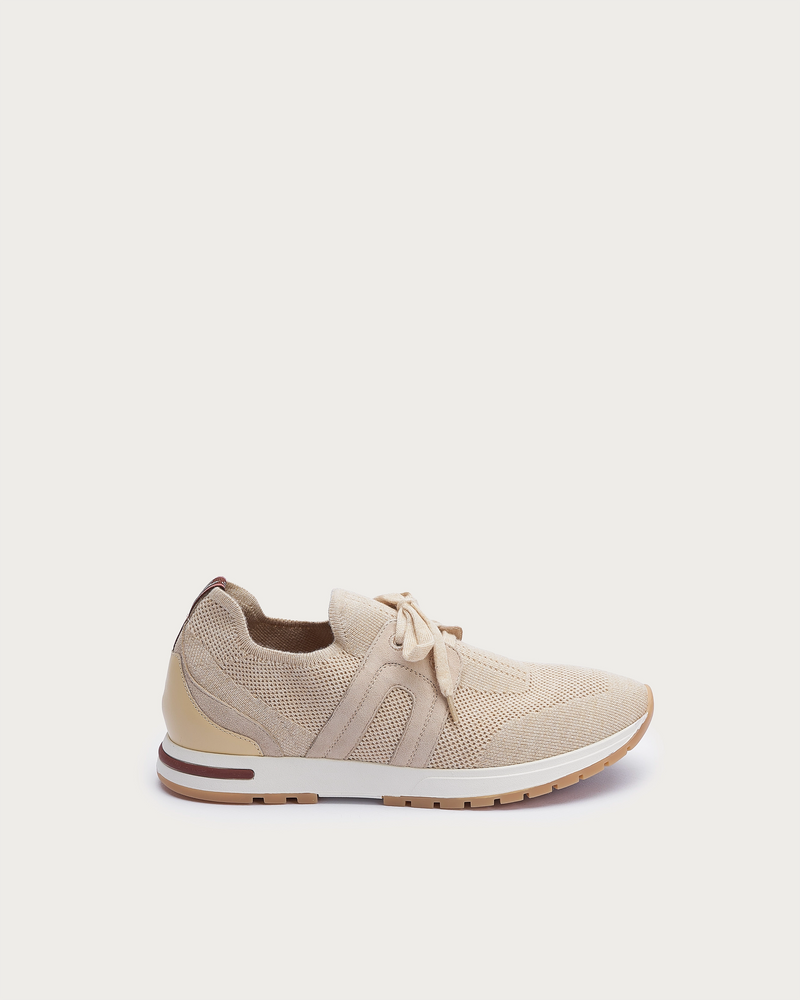 Loro Piana Knit Slip-On Jogger Sneaker — Beige-Oatmeal