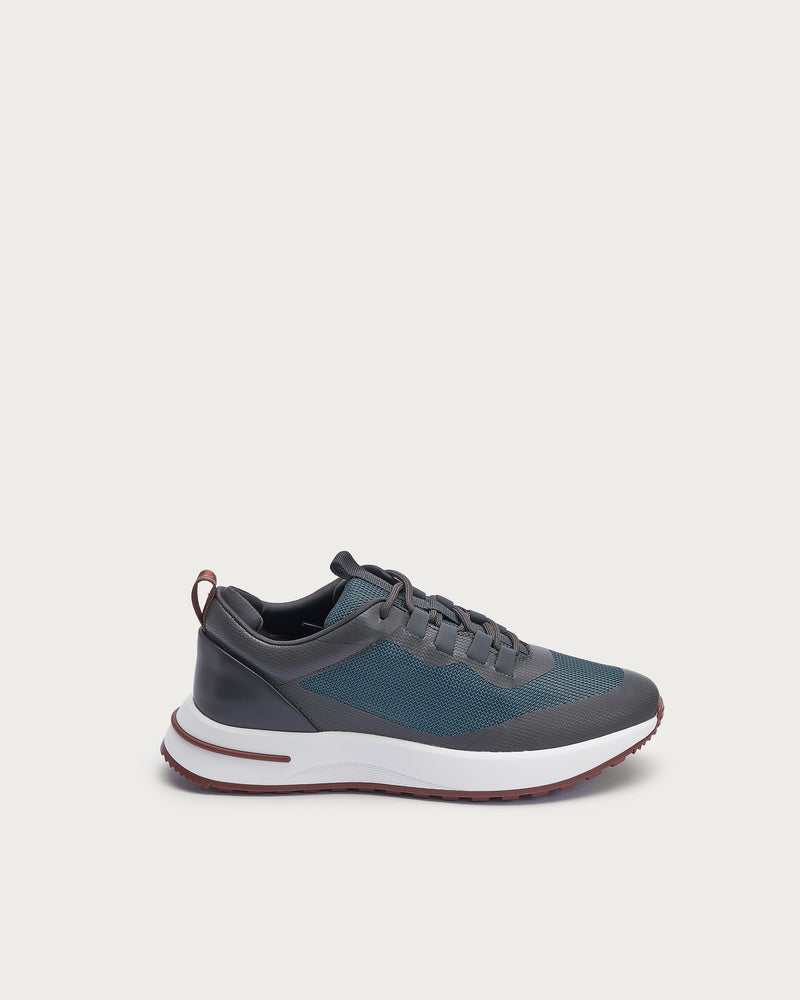 Loro Piana Suede Runner Sneaker — Teal-Grey