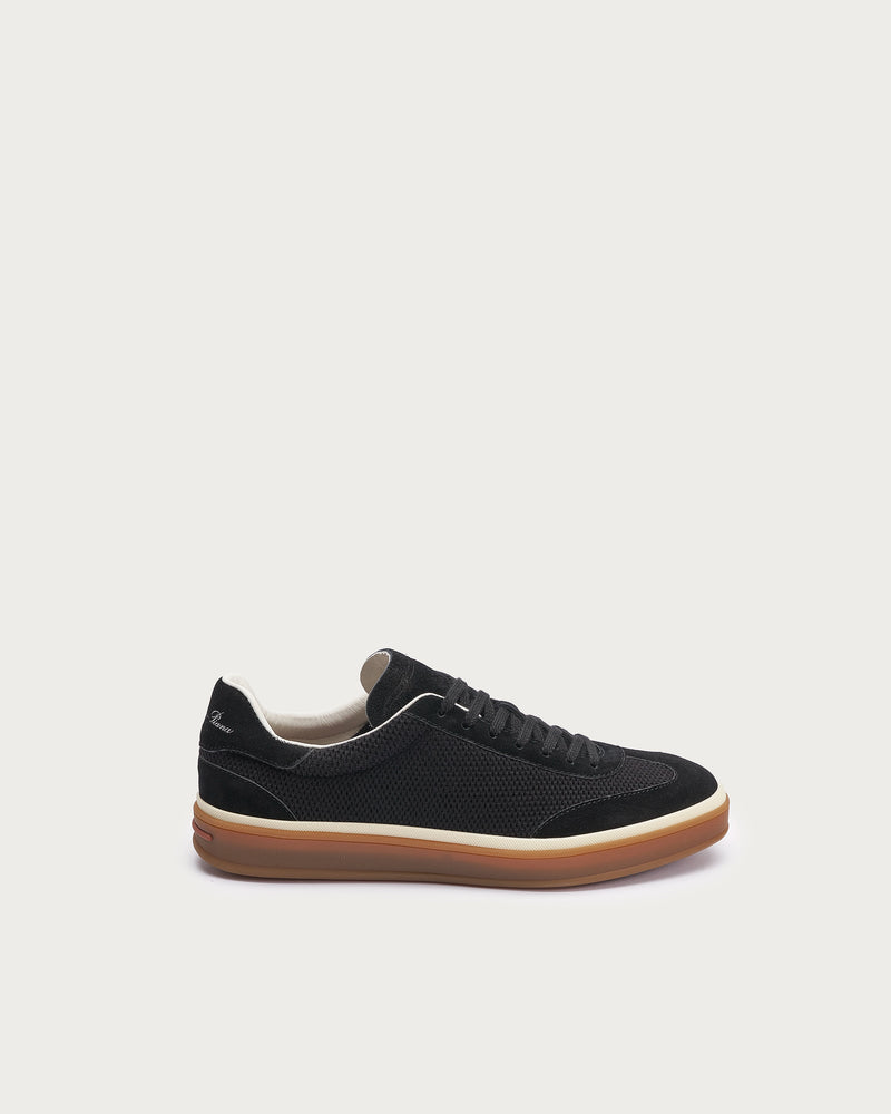 Loro Piana Low-Top Court Sneaker — Black