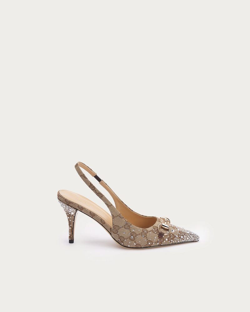 Gucci GG Crystal Slingback Pump — Beige-Crystal