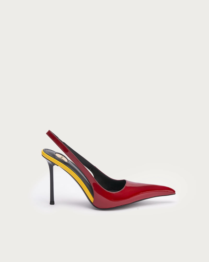 Saint Laurent Slingback Pump — Red-Yellow